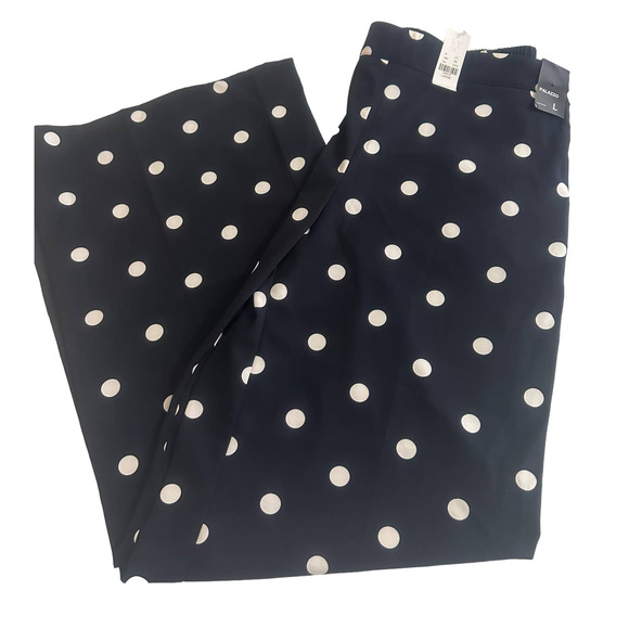 New York & Company Pants - NWT NY&CO Large Wide Leg Polka Dot Palazzo Style Pants Trouser, Dark Navy Blue